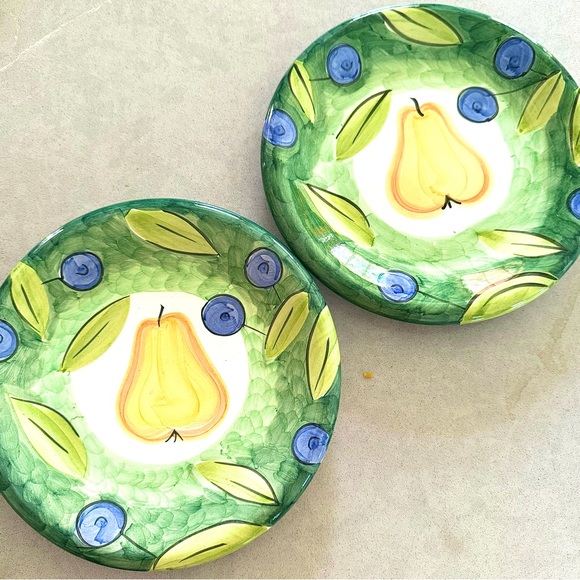 Bob Mackie 2000 Design Pear Motif Salad/Dessert Plates, Set of 2 - Picture 1 of 4